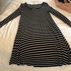 XS- Black and White stripe midi maternity dress